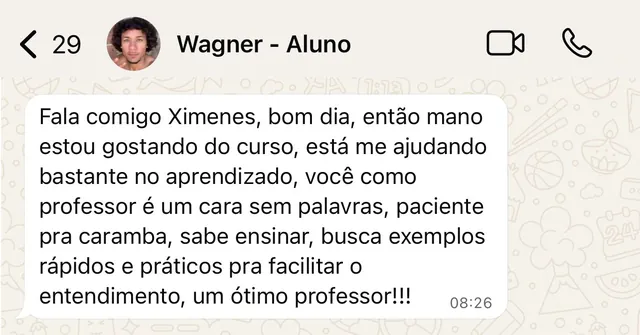 Depoimento do aluno Wagner